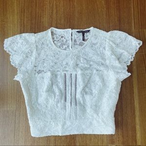 White Floral Lace Backless Top